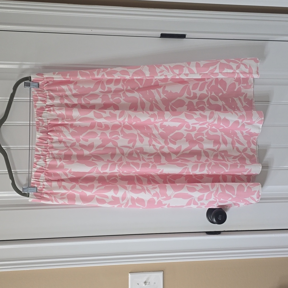 5 For 25 Women's Whit and Pink Floral Midi Skirt 2XL